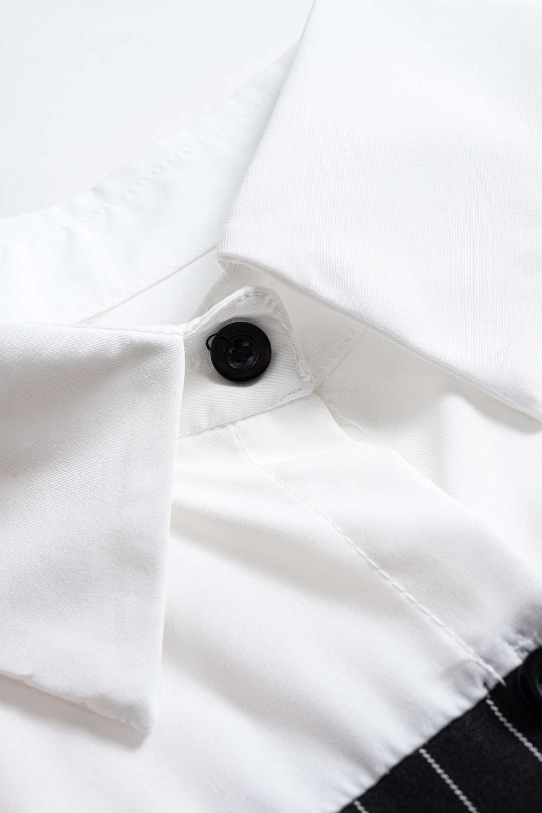 Stripes Print Button Patchwork Long-Sleeve Shirt