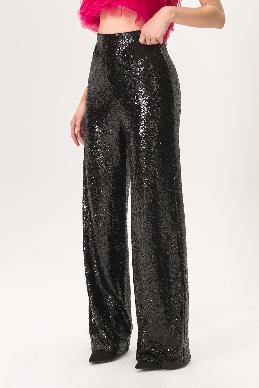 Sequin High Waisted Wide Leg Trousers