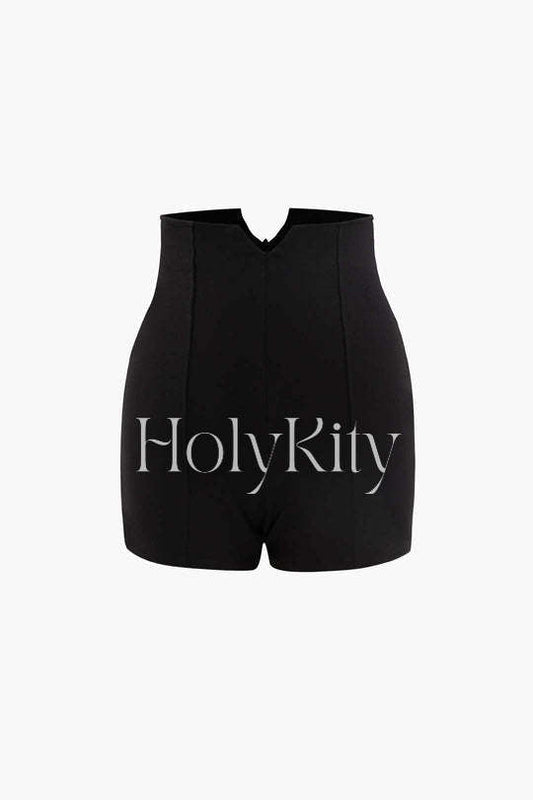 High Waisted Seam Detail Shorts