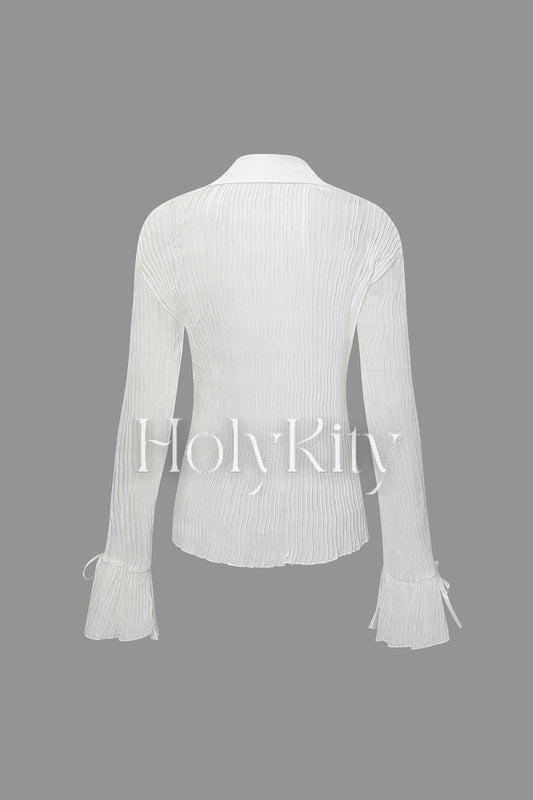 Flare Sleeve Button Blouse