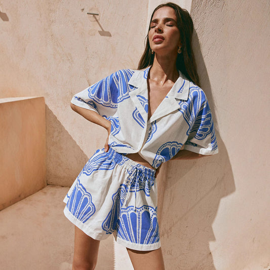 Casual Printed Shirt and Shorts Set