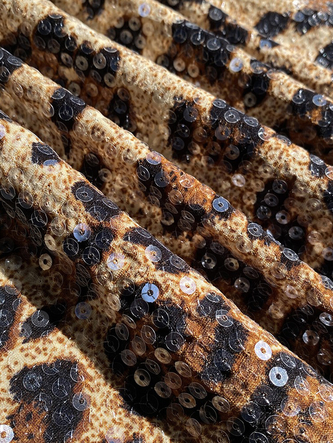 Party Crew Neck Leopard Pattern Sequin Tank Top