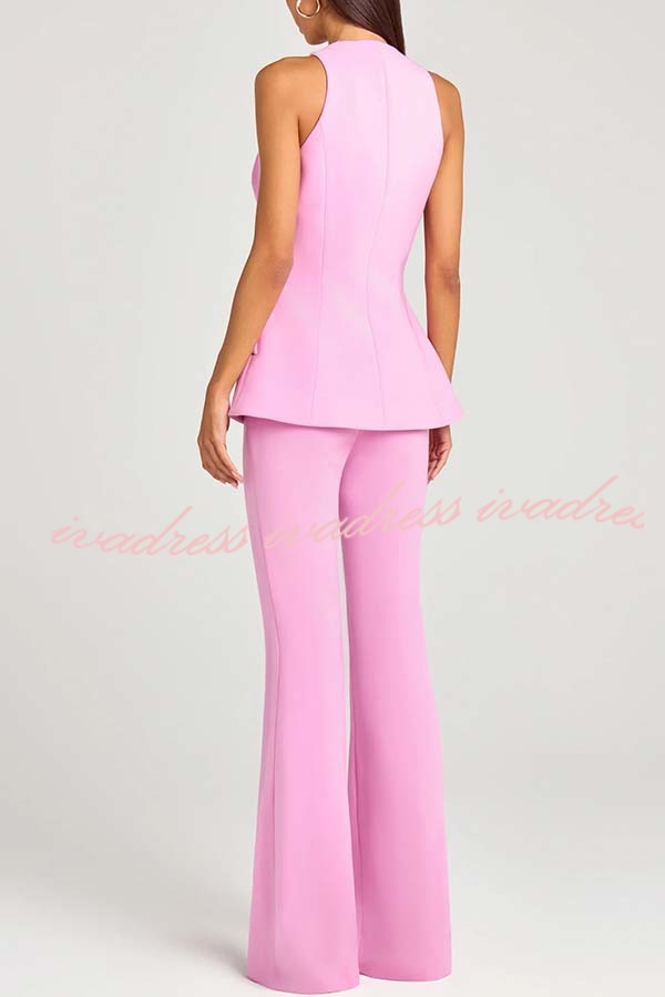 Women Power Metal Cross Snap Button Sweetheart Neck Wide Strap Vest