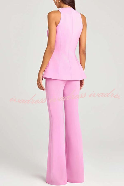 Women Power Metal Cross Snap Button Sweetheart Neck Wide Strap Vest