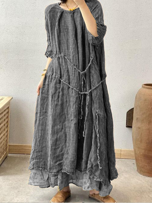 Knot Front Two Layer Hem Dress