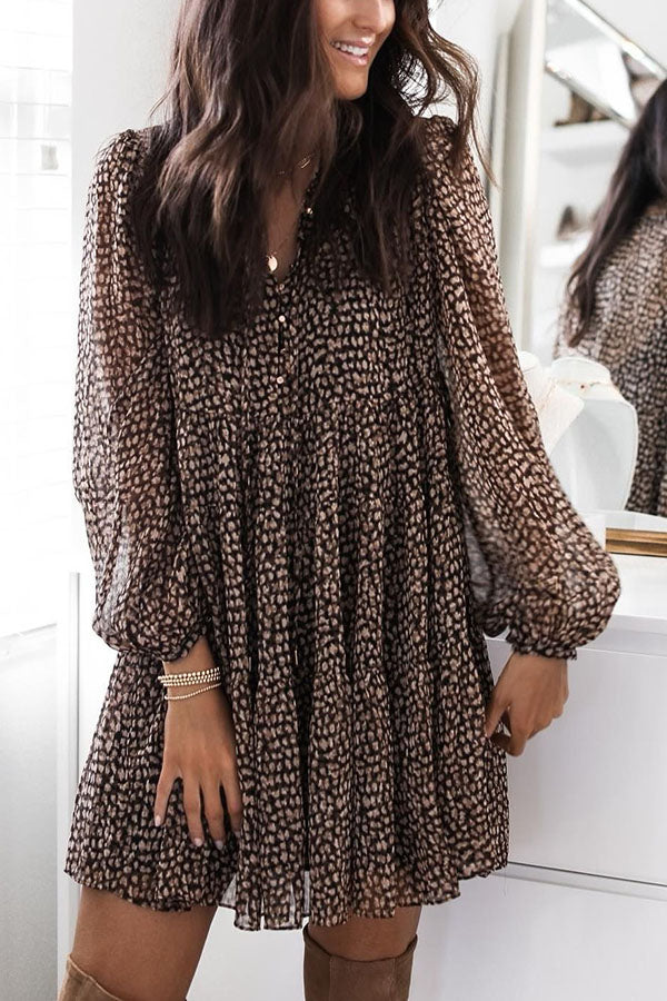 Vestido mini babydoll con estampado de leopardo Dreamy Days 