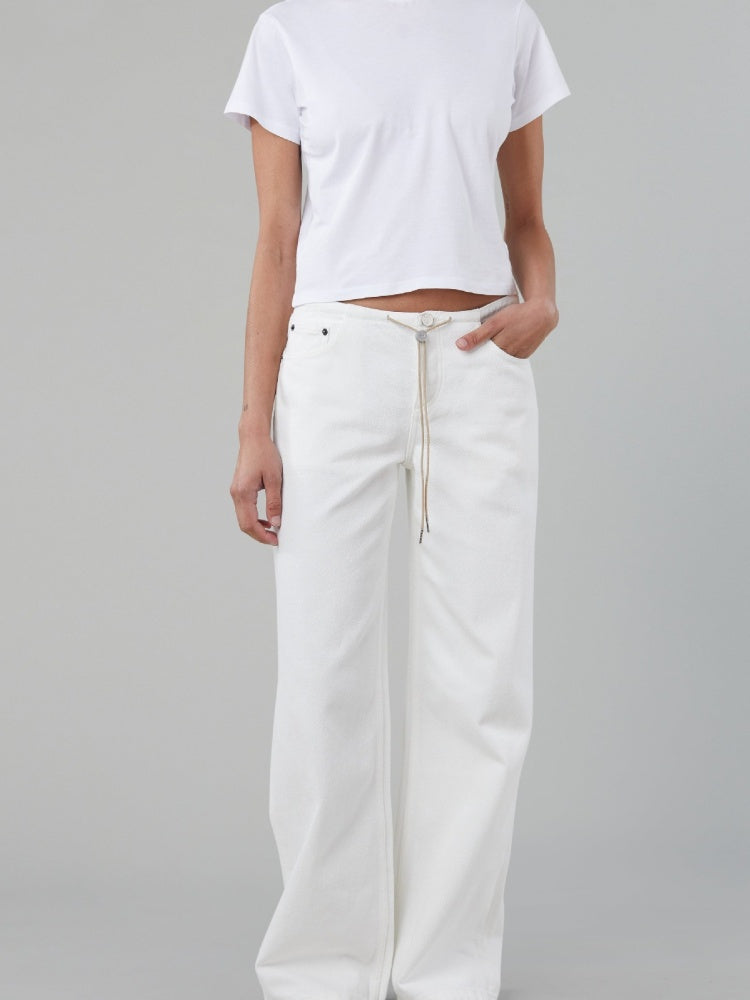 Adjustable Drawstring Low-Rise Jeans