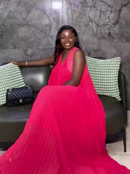 Plus Size Pleated Maxi Dress