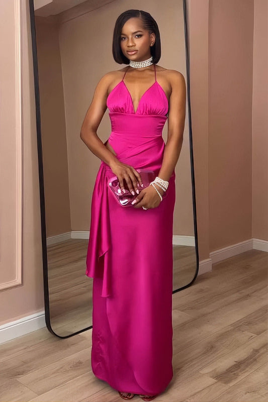 Bubblegum Pink Strapless Slit Maxi Dress