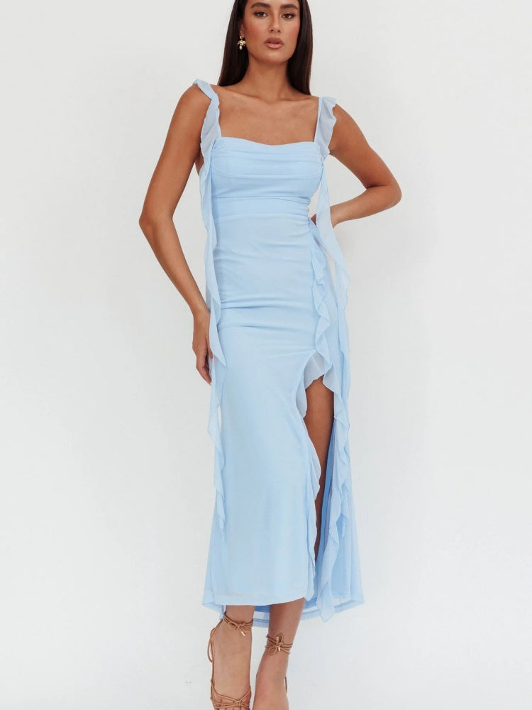 Slim Slit Sleeveless Summer Midi Dress