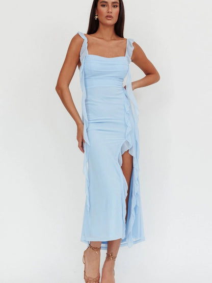 Slim Slit Sleeveless Summer Midi Dress