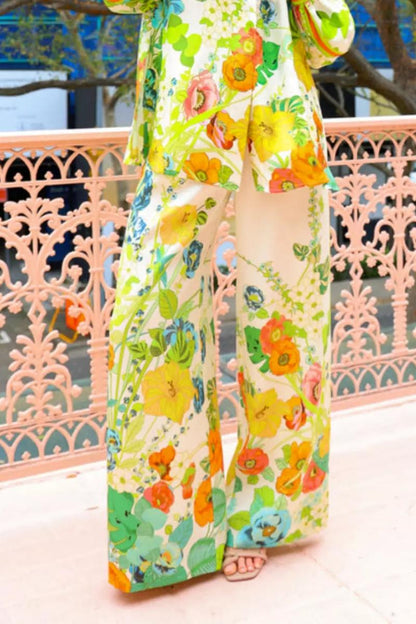 Tailored Silhouette Floral Print Pants Set