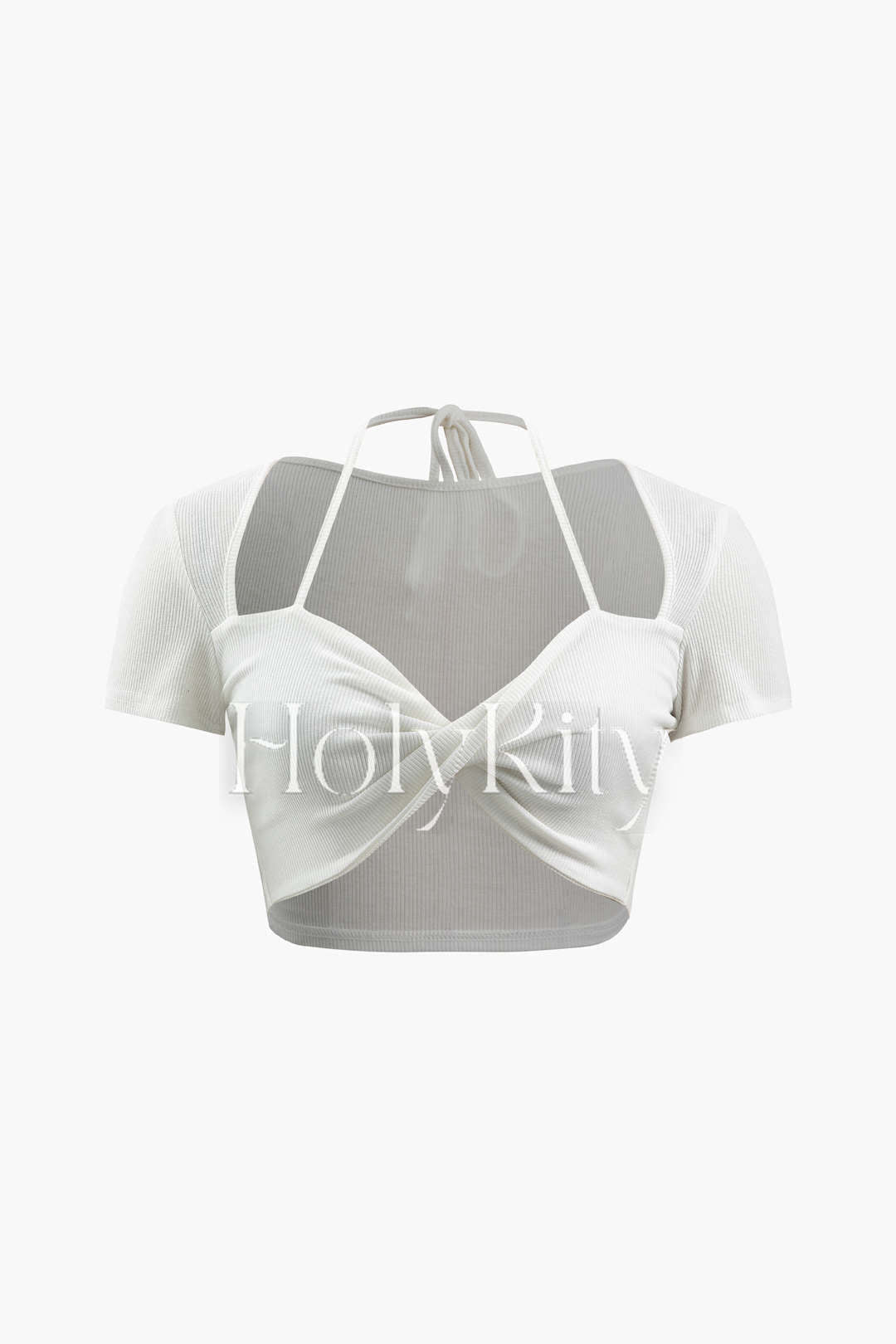 Twist Front Halter Crop T-Shirt