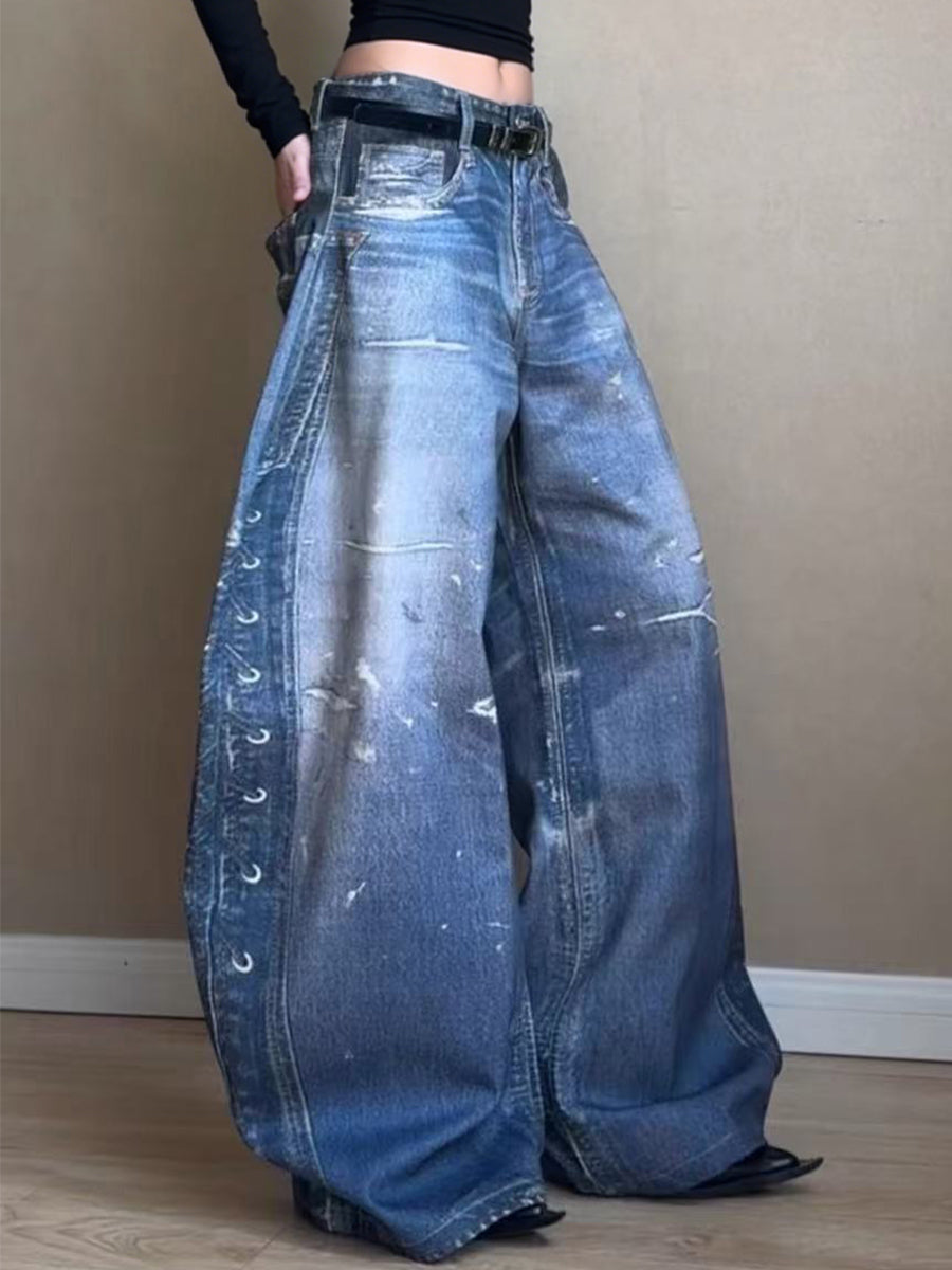 Daily Blue Pocket Western Button Denim Jeans