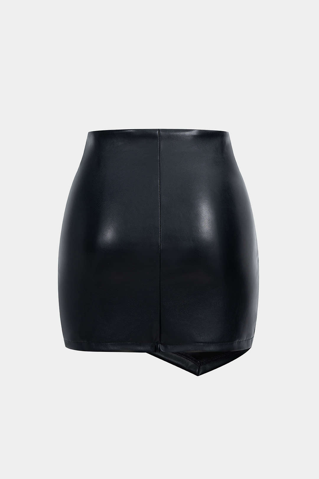 Ruched Faux Leather Mini Skirt
