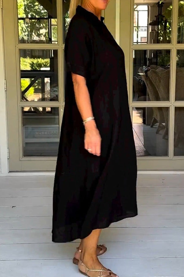 Vestido midi elegante, liso y de media manga 