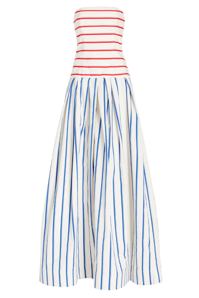 Bandeau Striped Print Sling Maxi Dress