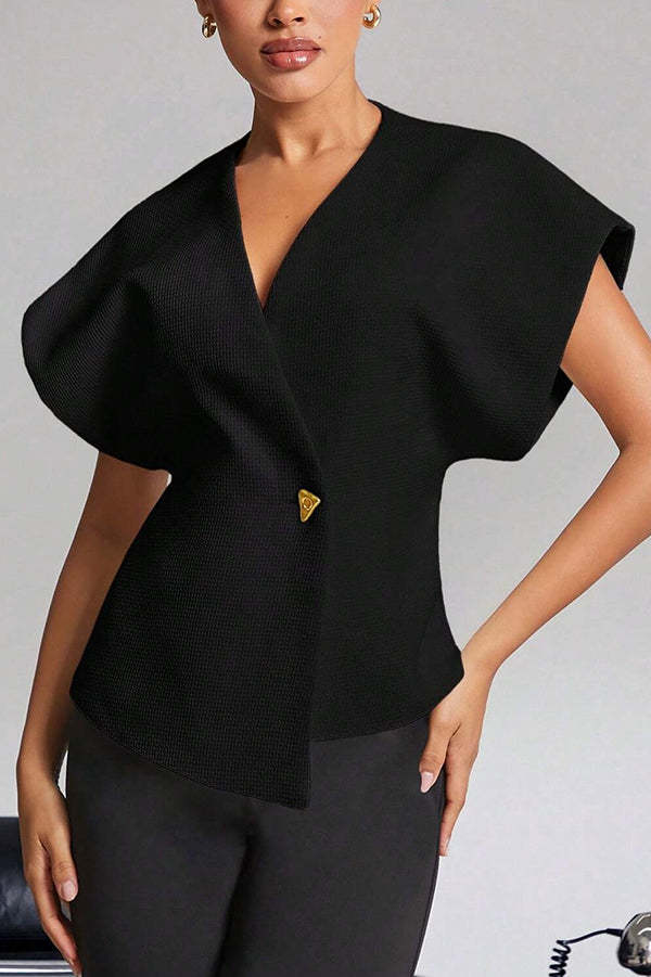 Fashion Button V-neck Asymmetrical Suit Vest