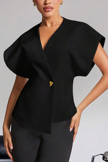 Fashion Button V-neck Asymmetrical Suit Vest