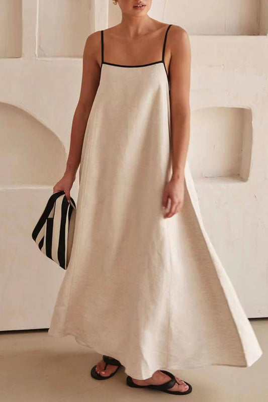 Vestido clásico de tirantes en contraste de estilo festivo 