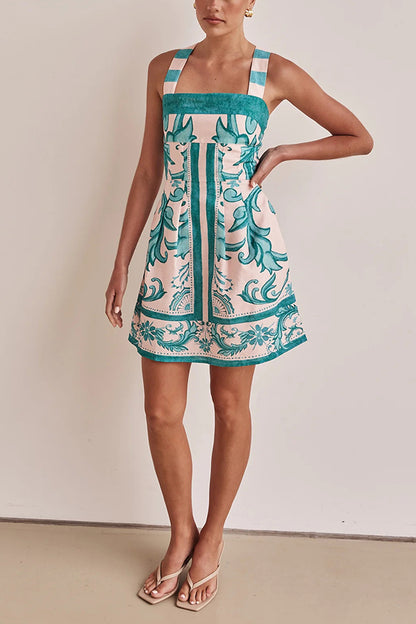 Vestido corto con bolsillos y tirantes anchos en mezcla de lino de verano Channeling 