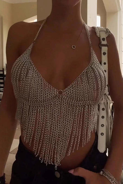Tassel Vest Top Chain Bra Chest Chain
