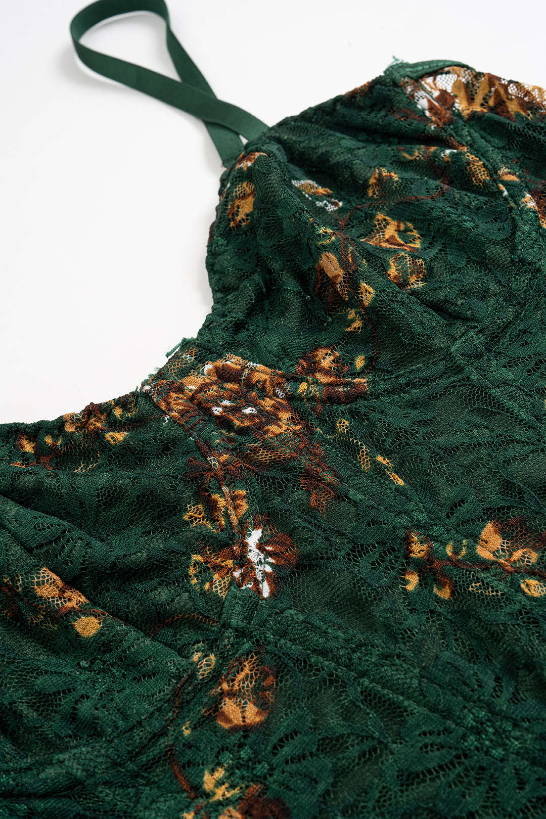 Floral Print Embroidery Bustier Corset Slip Sleeveless Bodysuit