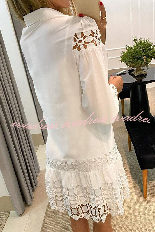 Vestido camisero con parche de encaje de guipur Chasing Love 