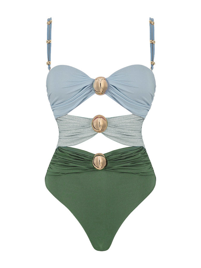 Hollow Stitching Three-color Sexy One-piece Swimsuit