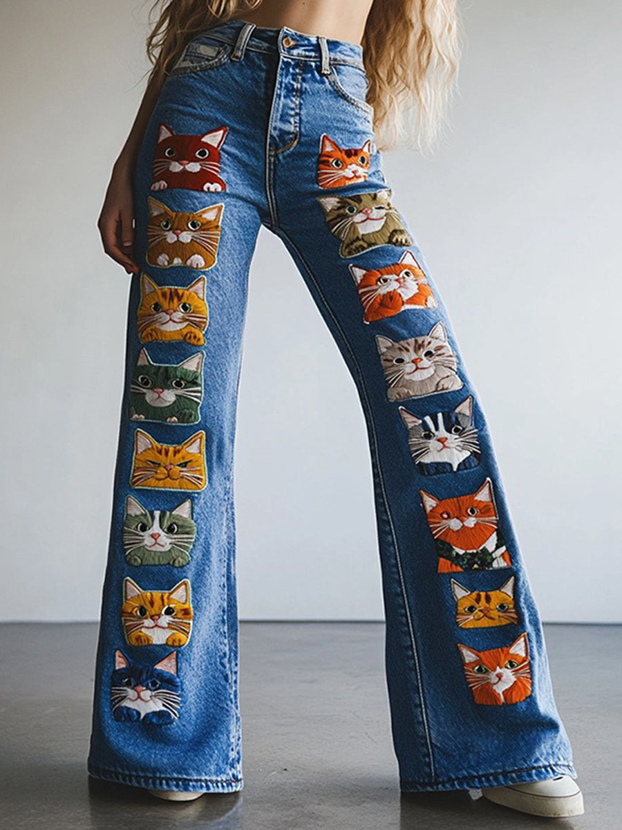 Daily Blue Floral Pocket Western Jeans