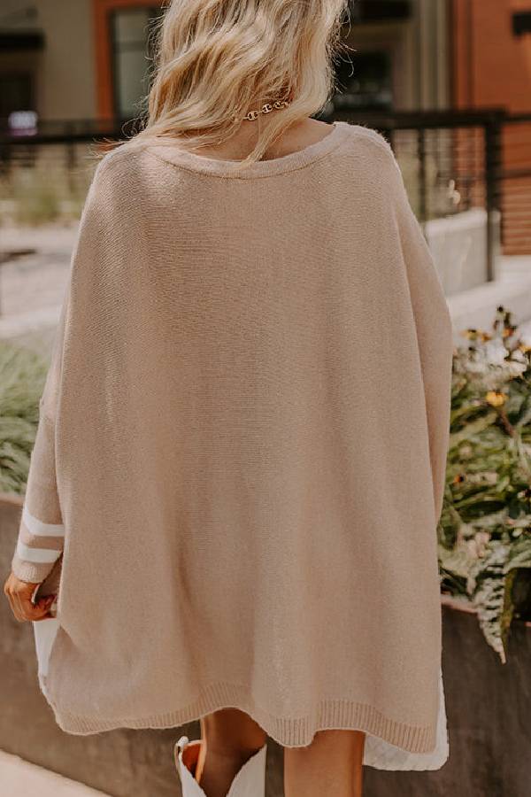 Cozy Lifestyle Knit Colorblock Drop Shoulder Sleeve Oversized Sweater