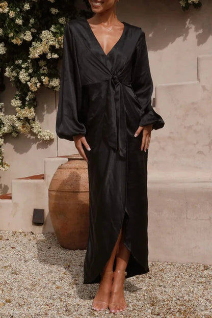 Celebrities Elegant Solid Bandage V Neck A Line Dresses