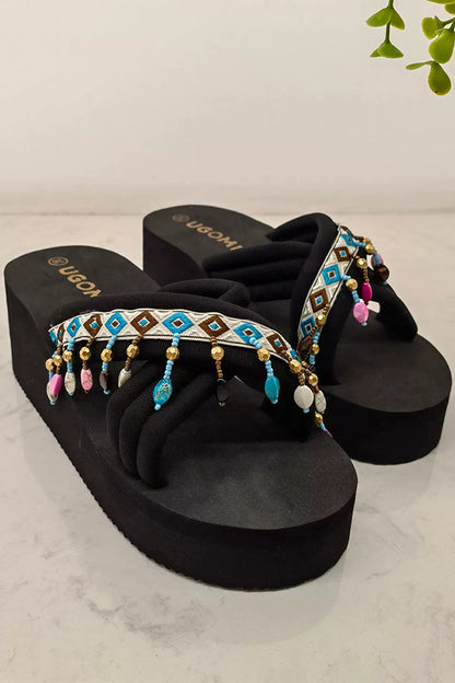 Zapatos de playa con borlas de estilo étnico bohemio 
