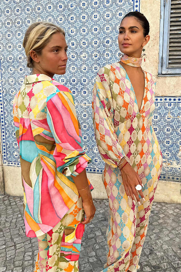 Bohemian Printed Puff Sleeve Dress