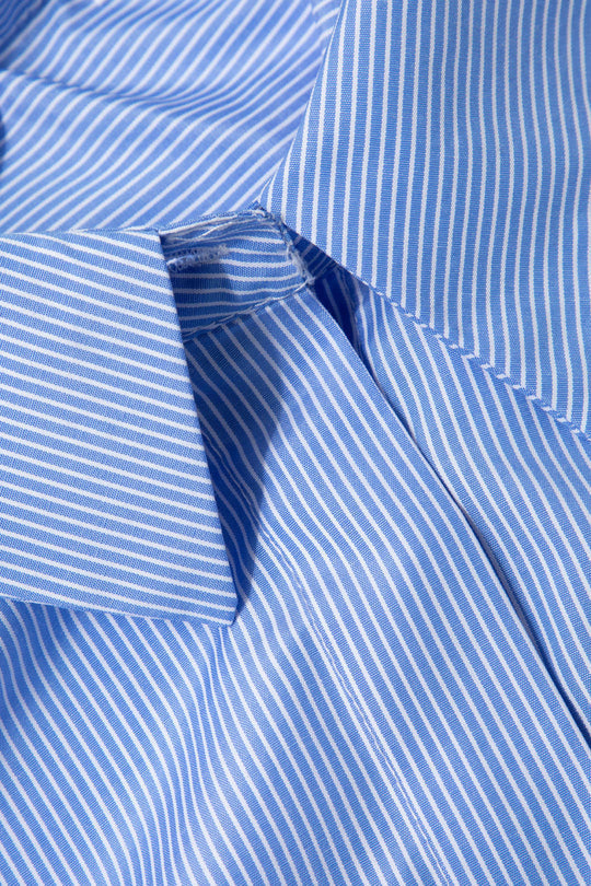 Oversized Pinstripe Rolled Cuff Crop Shirt