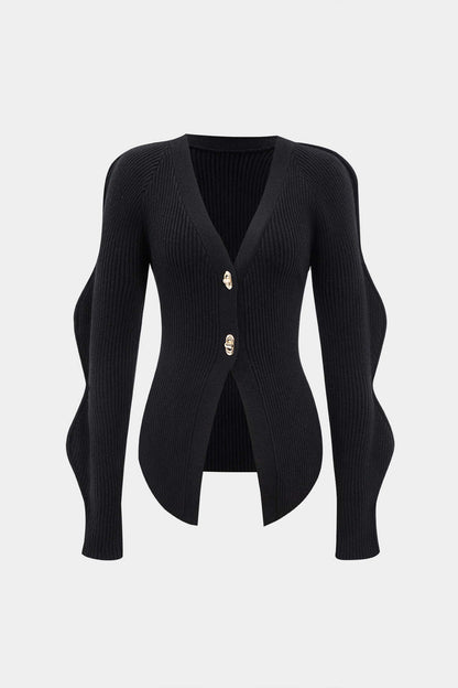 Solid Knit Button Cardigan