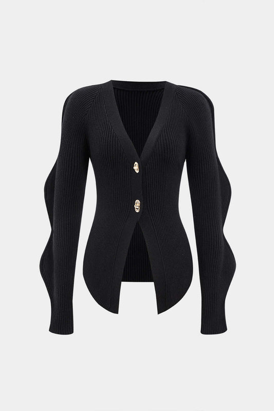 Solid Knit Button Cardigan