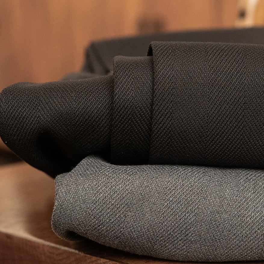 High Waist Pleated Wool Trousers | Herringbone Weave | Straight Fit