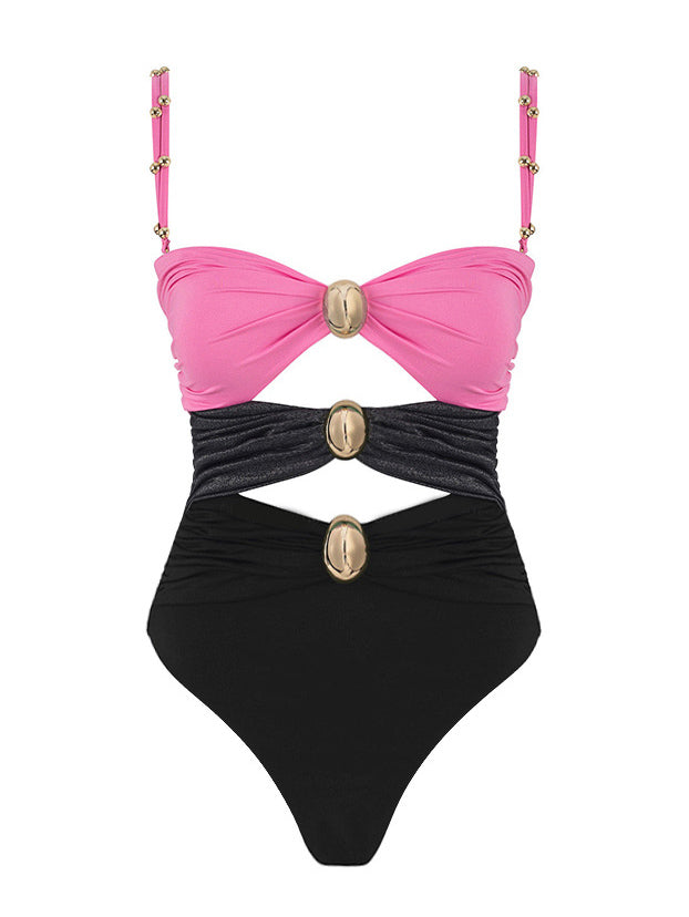 Hollow Stitching Three-color Sexy One-piece Swimsuit