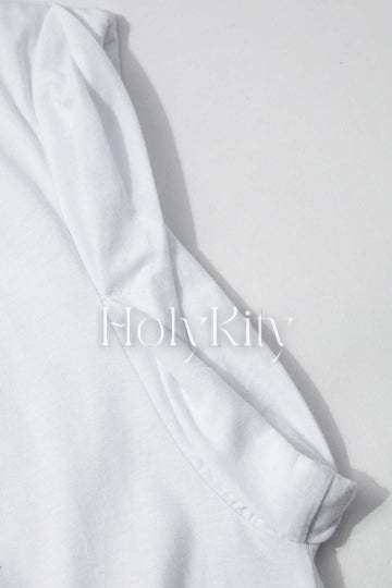 Hopeful Graphic Rolled Cuff Knot Hem T-Shirt
