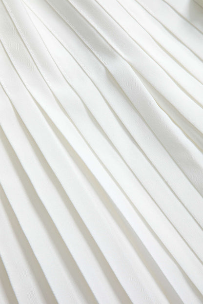 Pleated Bell Sleeve Corset Waist Long-Sleeve Shirt