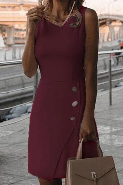 Vestido mini tubo con botones, clásico y elegante 