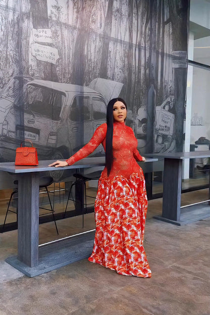 Sapphire Bloom Mesh Maxi Dress