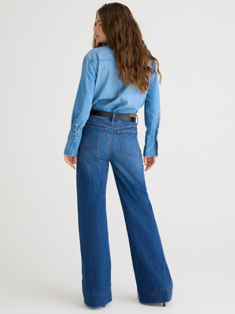 Classic Washed Flare Denim Pants