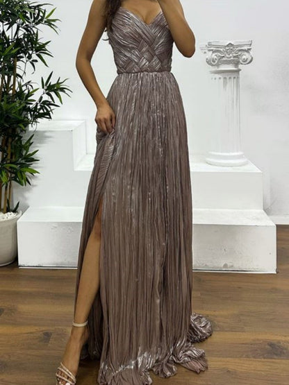 Pleated Sleeveless Maxi Dress