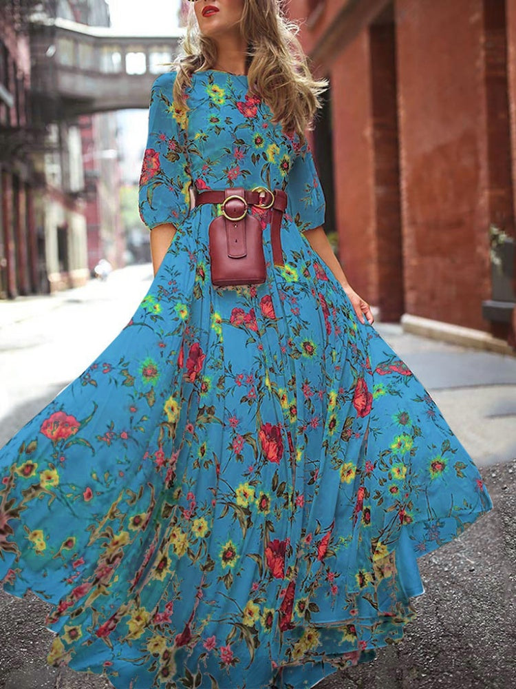 Bohemian Flowy Printed  Maxi Dress