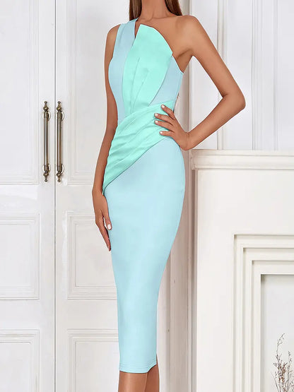 One-Shoulder Pink Asymmetrical Evening Gown