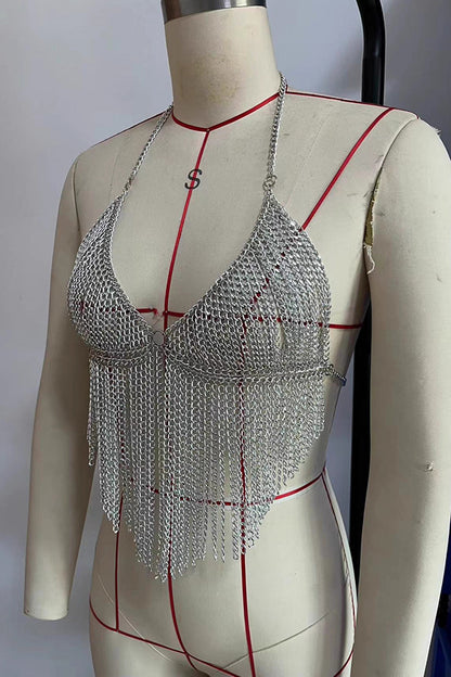 Tassel Vest Top Chain Bra Chest Chain
