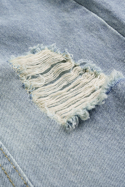 Denim Ripped Ruched Barrel Jeans