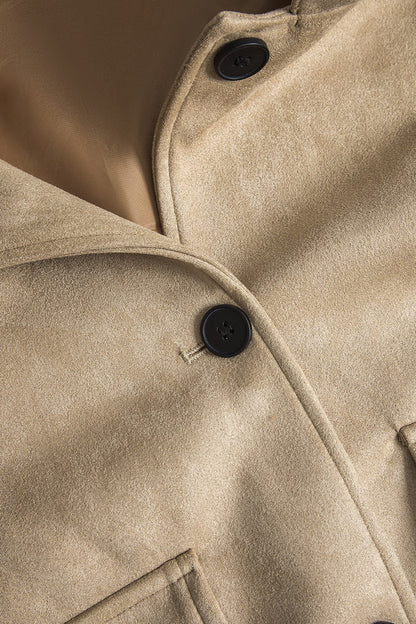 Suede Lapel Leather Long Sleeve Jacket